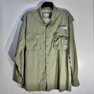 All American Fisherman Vented Fishing Long‎ Sleeve Shirt Men's XL Green